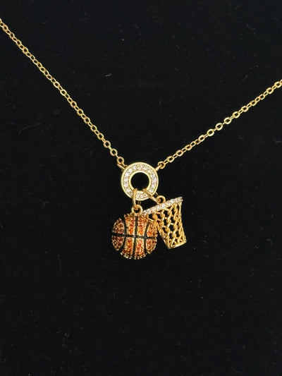 Slam Dunk Sparkle Basketball Necklace