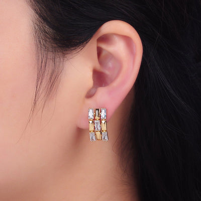 Golden Glimmer Baguette Studs