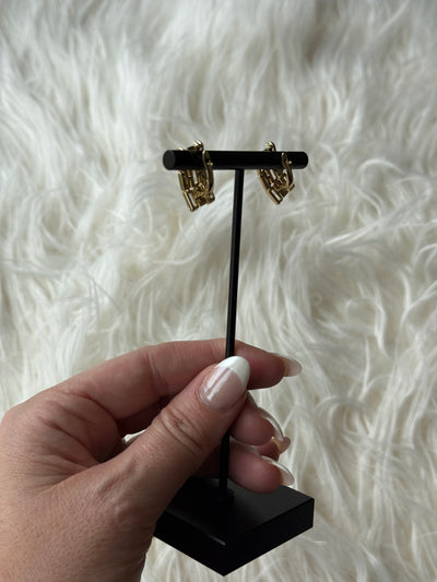 Golden Glimmer Baguette Studs