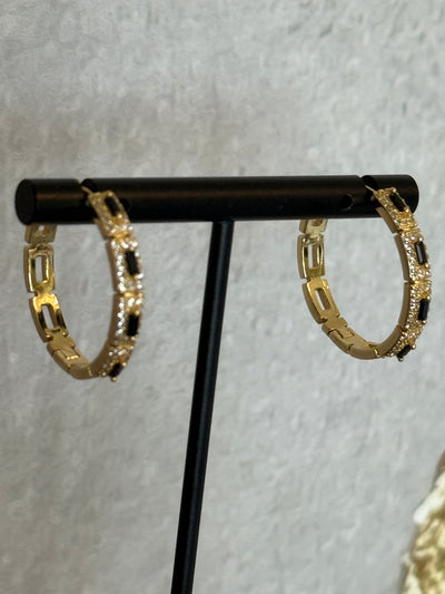 Black Sparkle Hoops