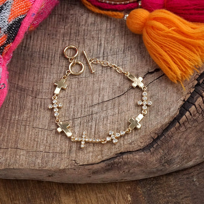 Gracefully Linked Cross Bracelet