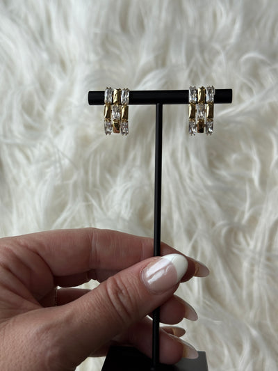 Golden Glimmer Baguette Studs