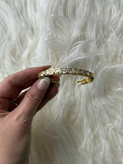 Heart Baguette Bangle Cuff