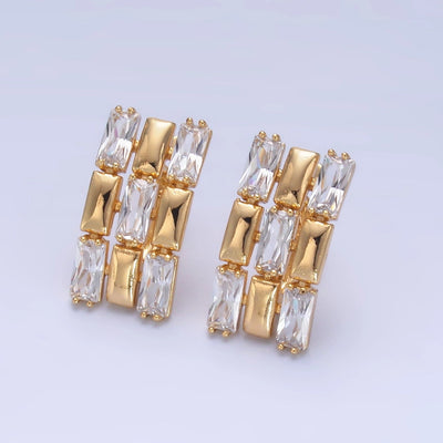 Golden Glimmer Baguette Studs