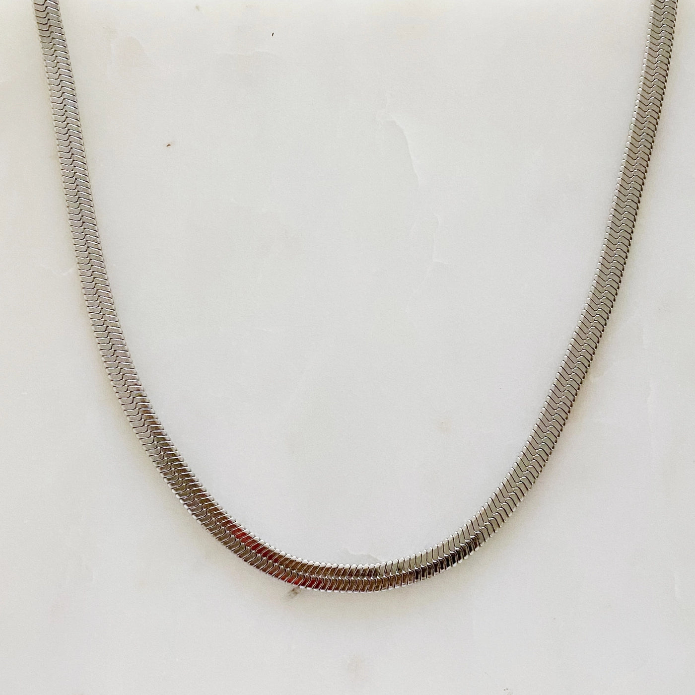 Simply Herringbone Silver Chain Necklace