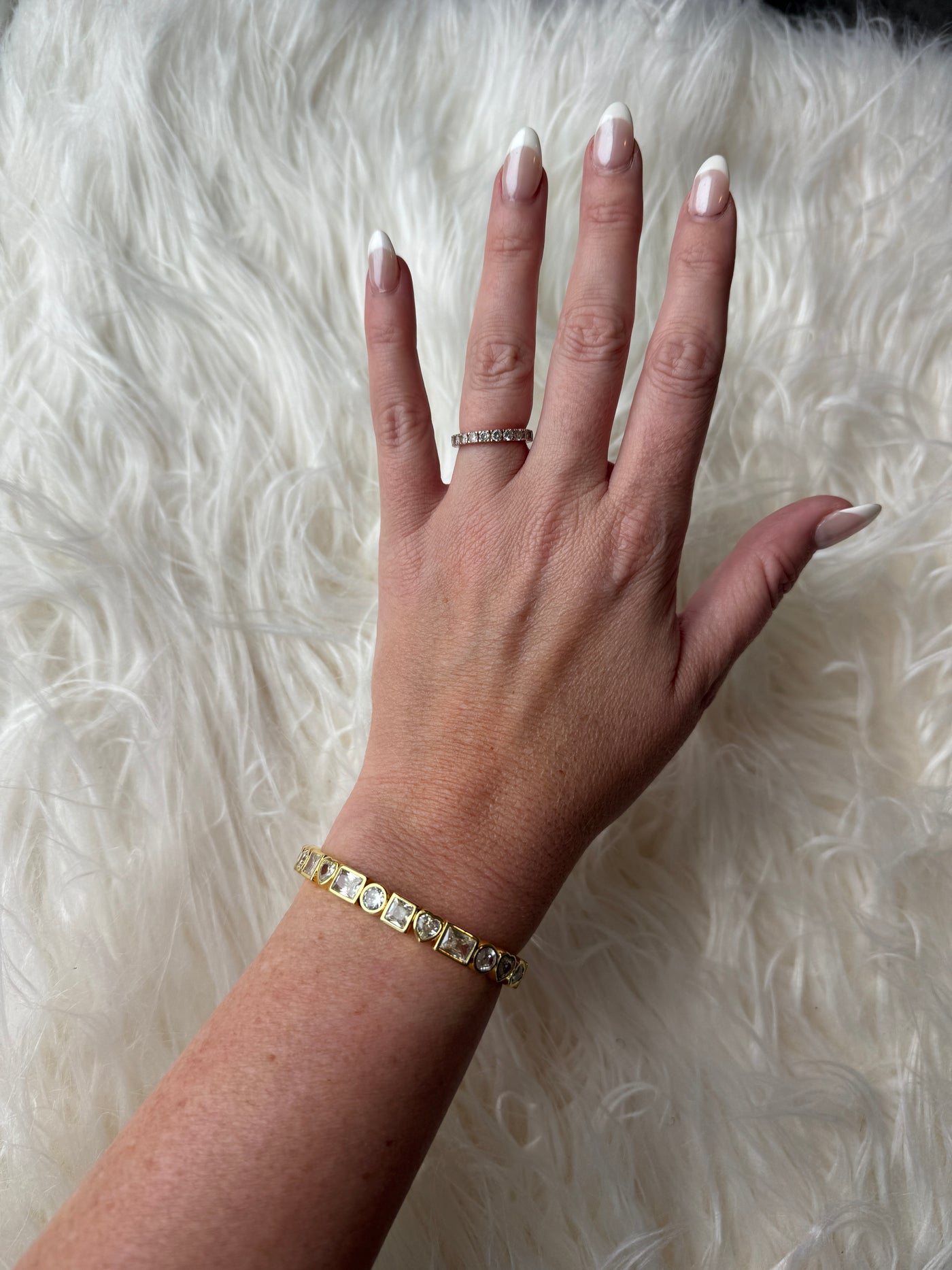 Heart Baguette Bangle Cuff
