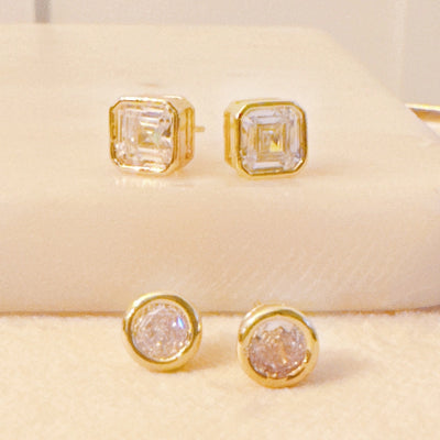 Bella Bezel Stud Earrings Set of 2