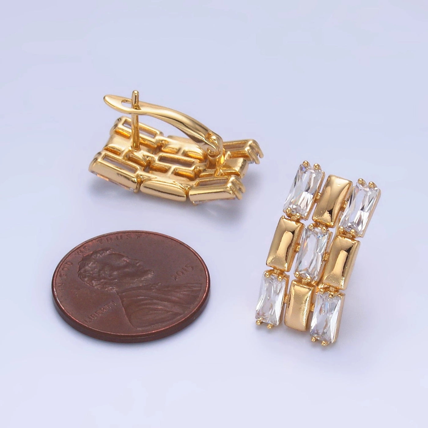 Golden Glimmer Baguette Studs