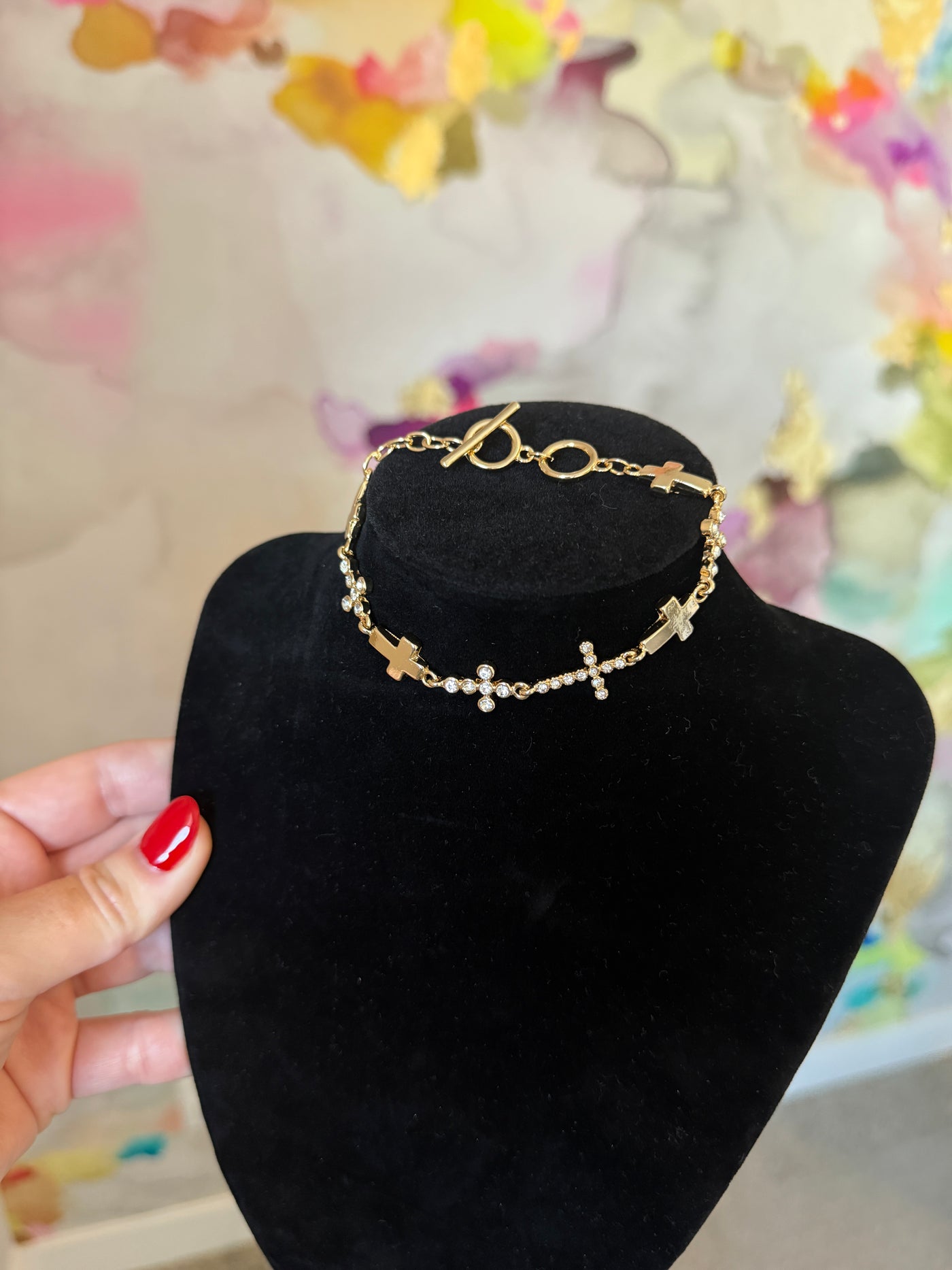 Gracefully Linked Cross Bracelet