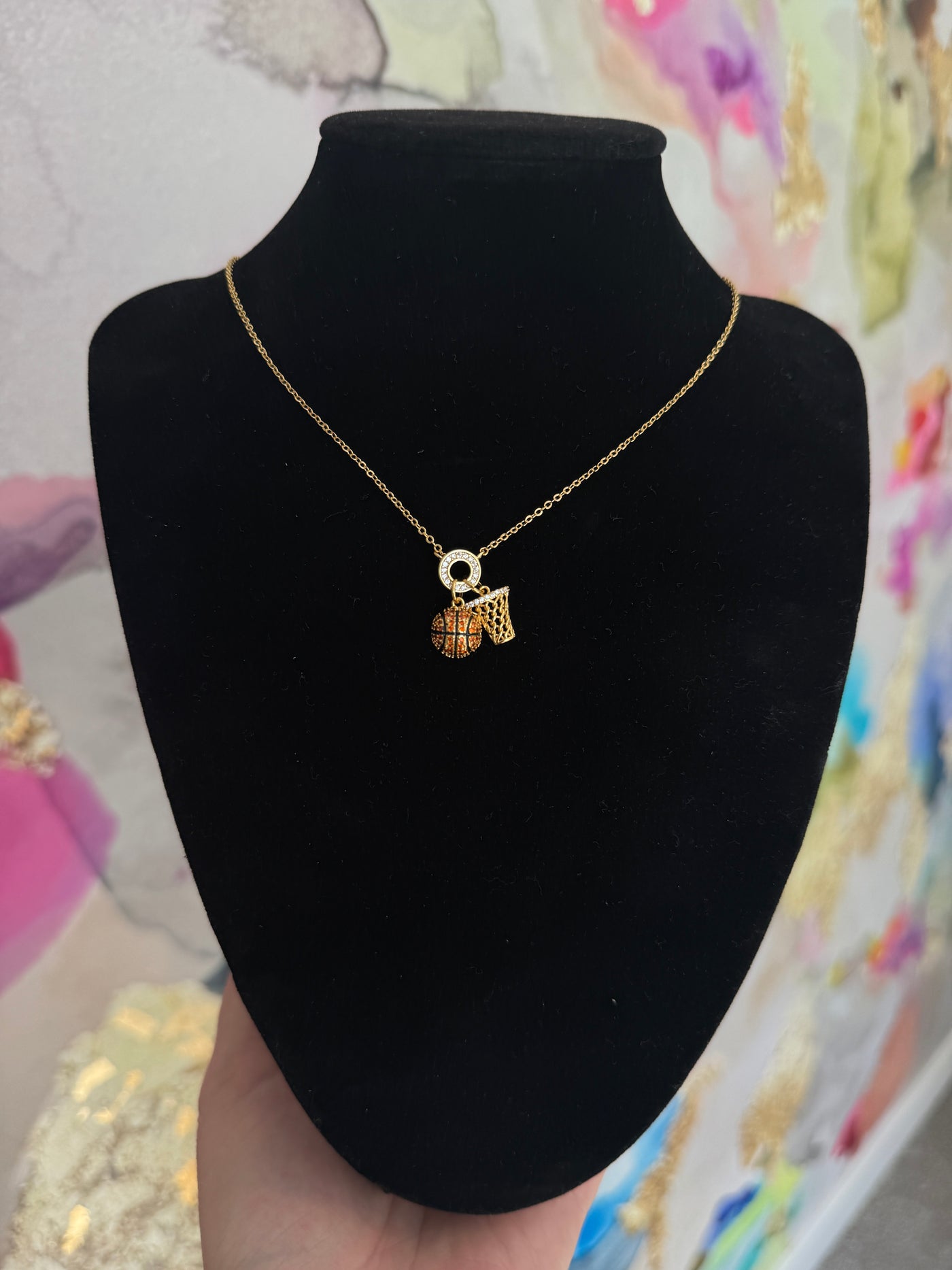 Slam Dunk Sparkle Basketball Necklace