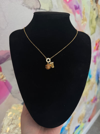 Slam Dunk Sparkle Basketball Necklace