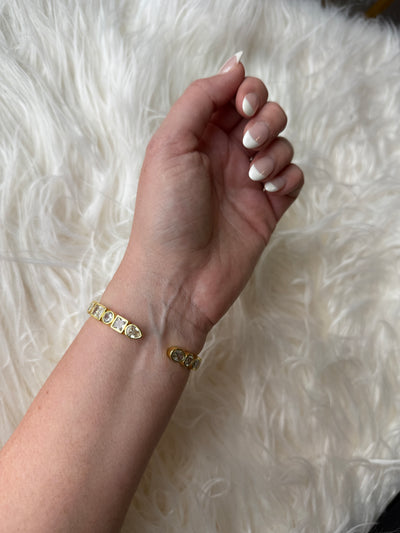 Heart Baguette Bangle Cuff