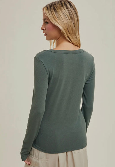 Simply Sleek Sage Ribbed Knit Top