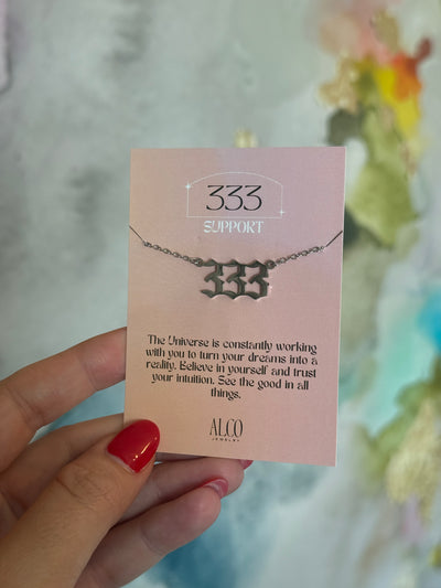 Silver Angel Number Necklace - 333