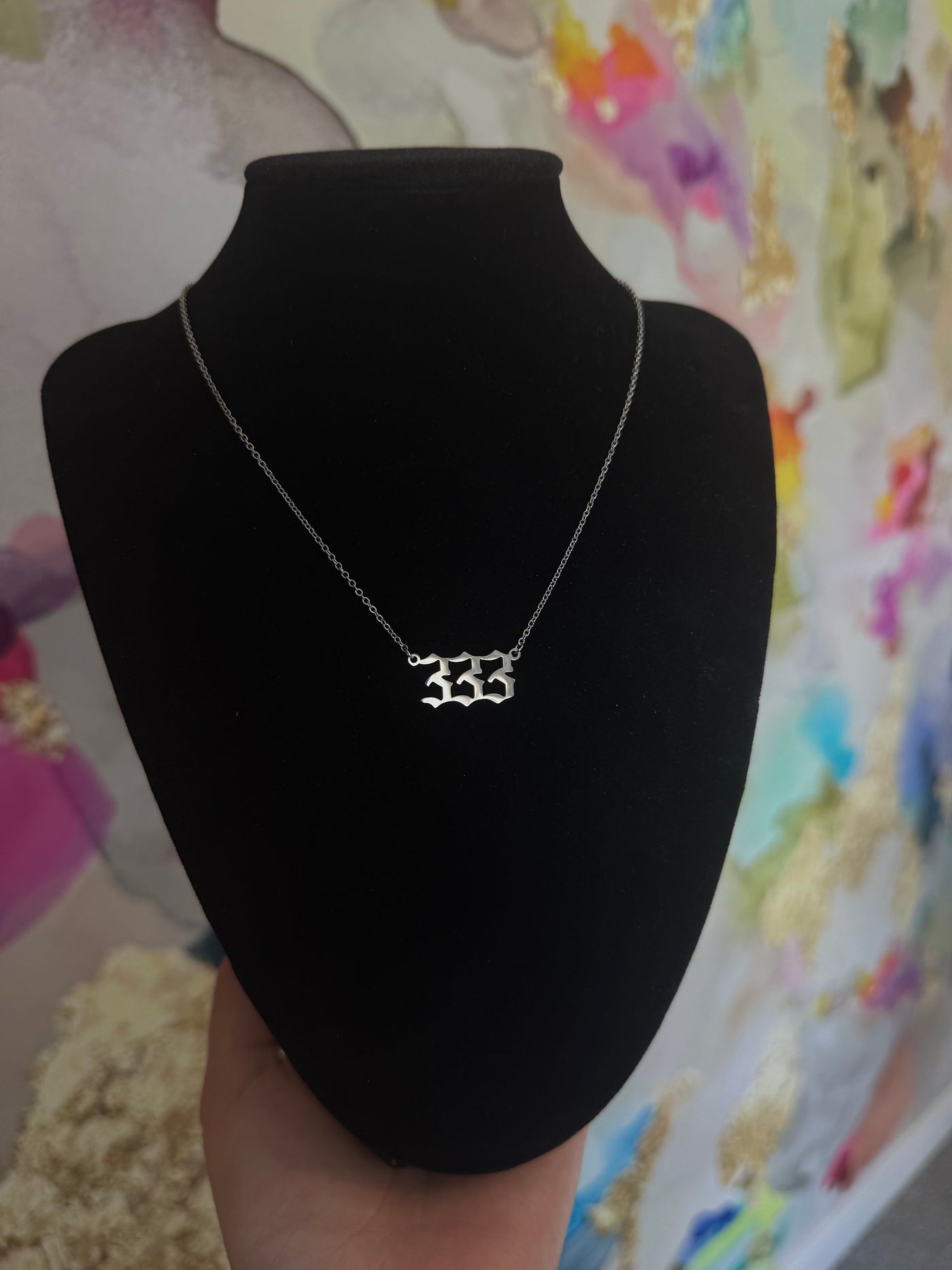 Silver Angel Number Necklace - 333