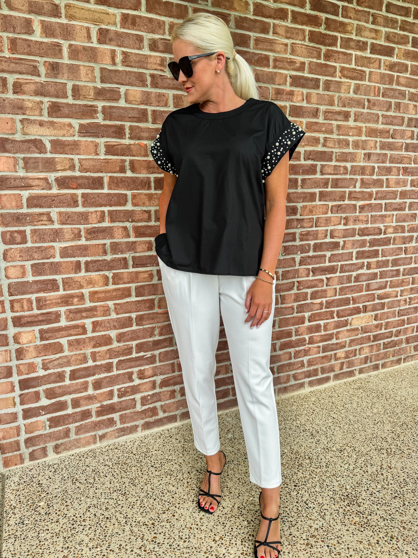 Luxe Pearl Sleeve Blouse