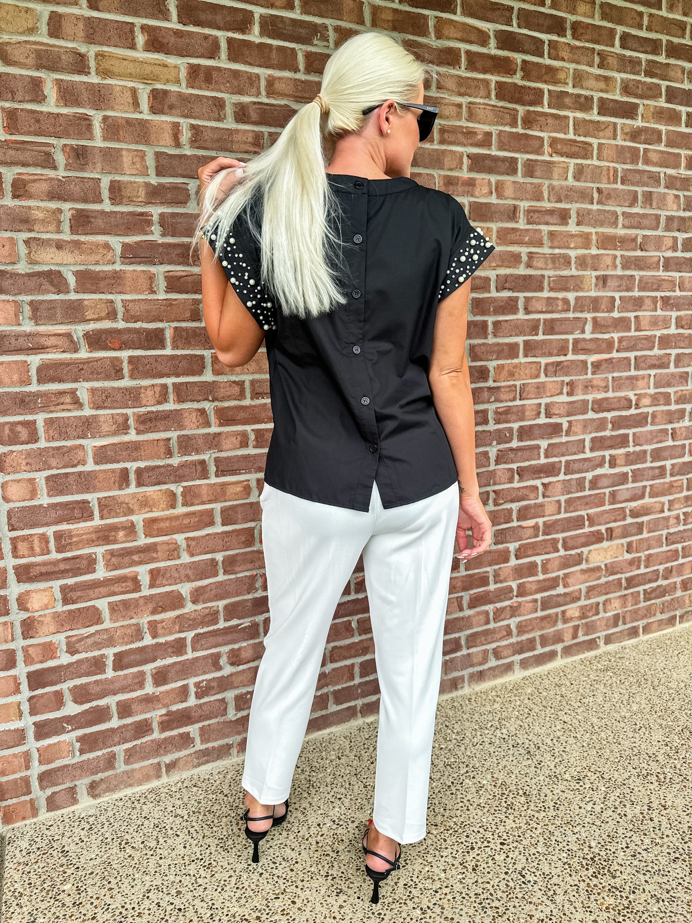 Luxe Pearl Sleeve Blouse