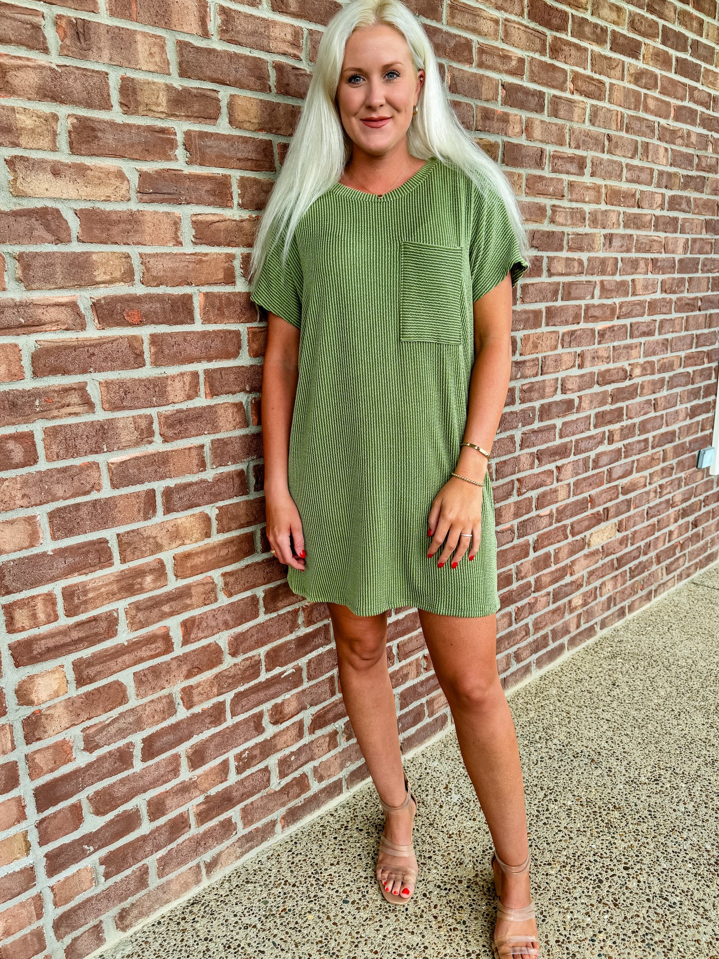 Pocket Charm Ribbed T-Shirt Dress