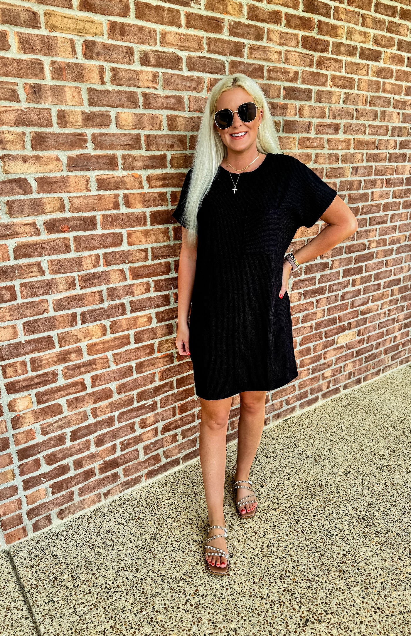 Pocket Charm Ribbed T-Shirt Dress