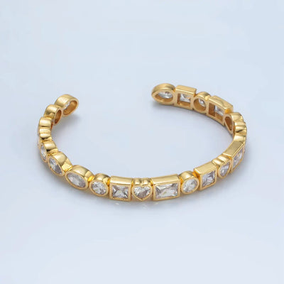 Heart Baguette Bangle Cuff
