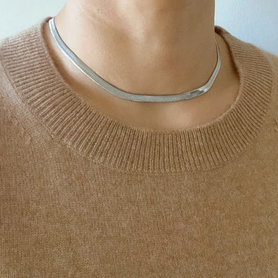 Simply Herringbone Silver Chain Necklace