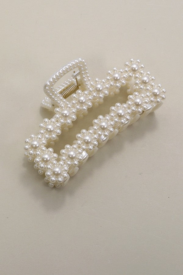 Flower Pearl Charm Hair Clip