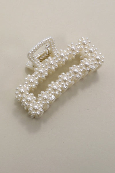 Flower Pearl Charm Hair Clip