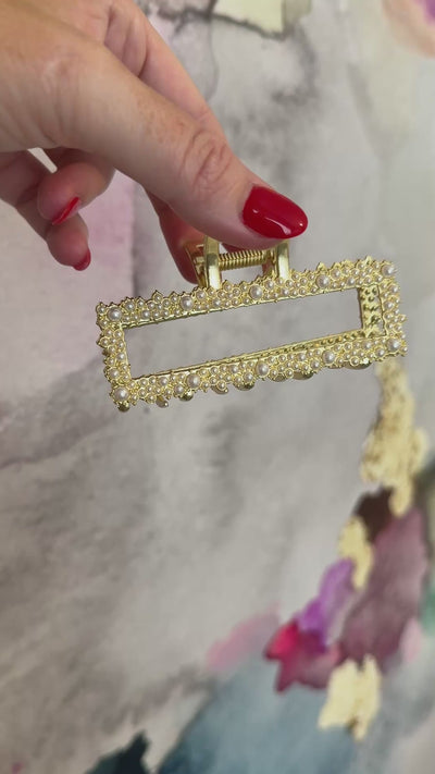 Pearl Rectangle Claw Clip