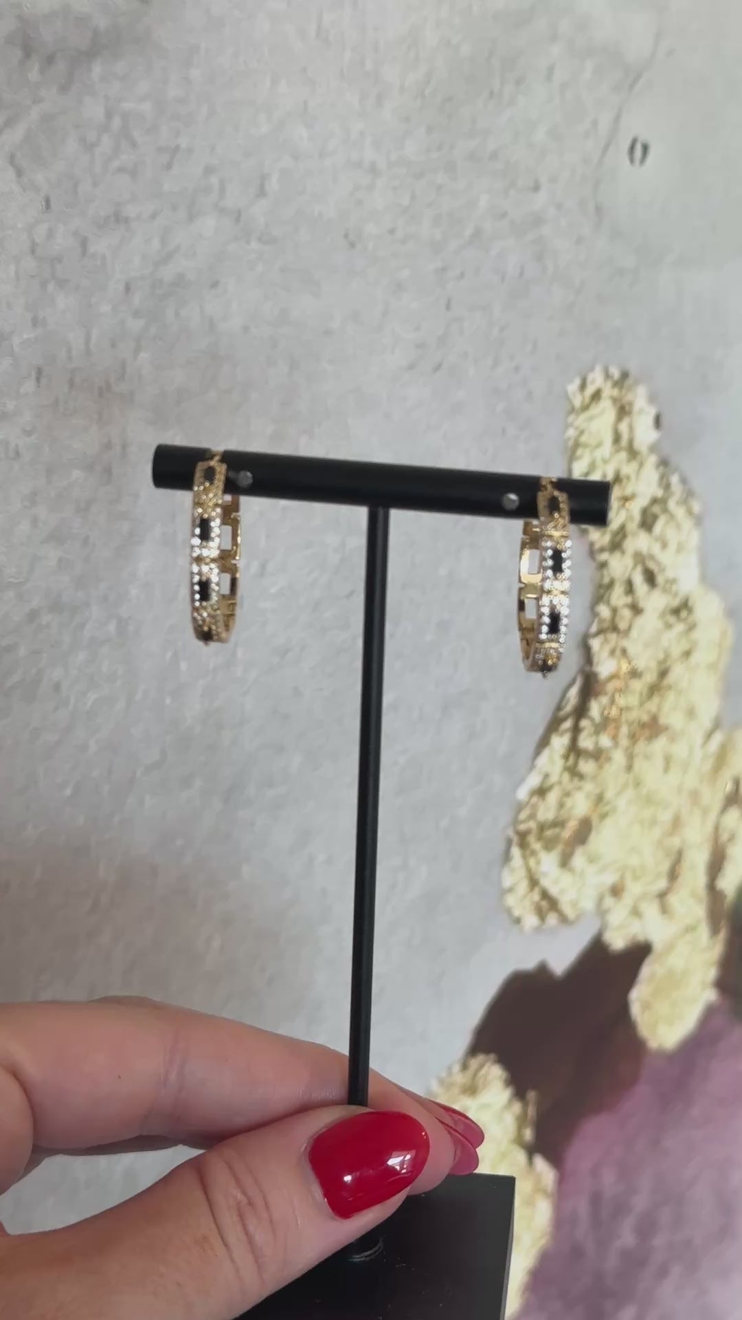 Black Sparkle Hoops